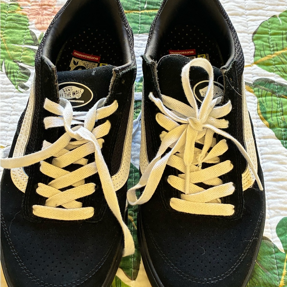 Vans Black Low-Top Sneakers with White Stripe and Laces